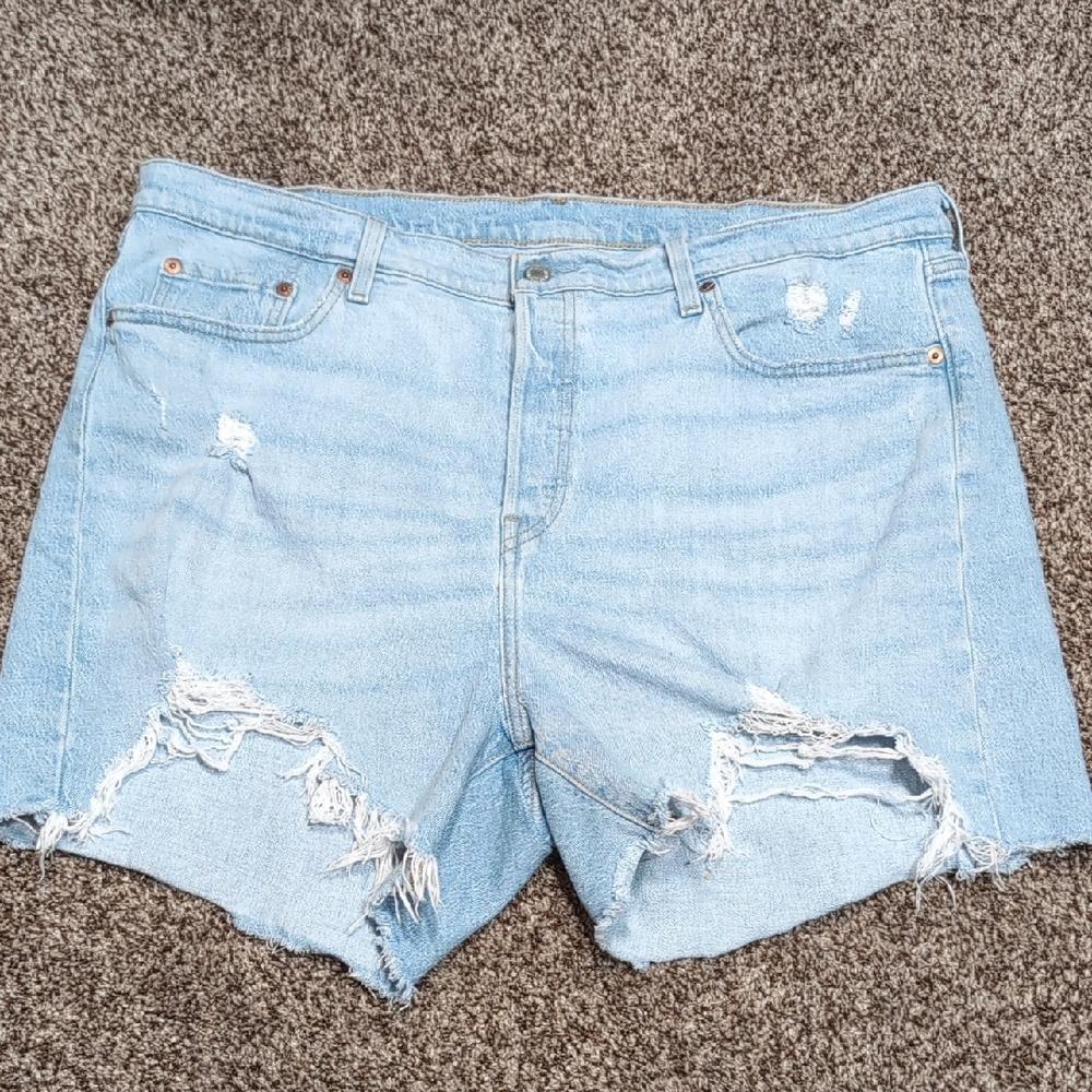 Levi's Light Blue Ripped Jean Shorts Women's Plus Size 18W